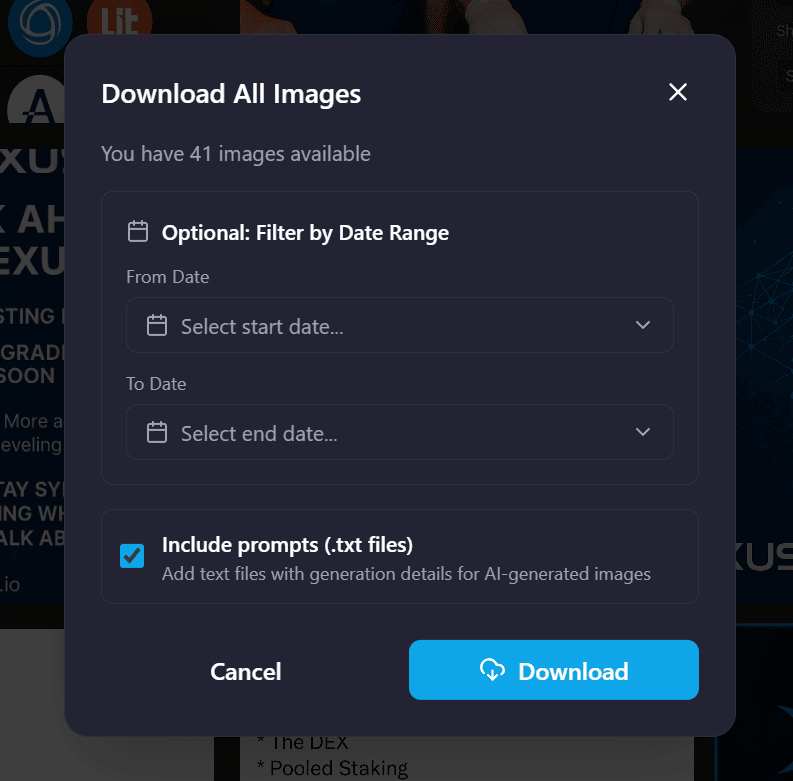 Bulk downloading ChatGPT images with prompts